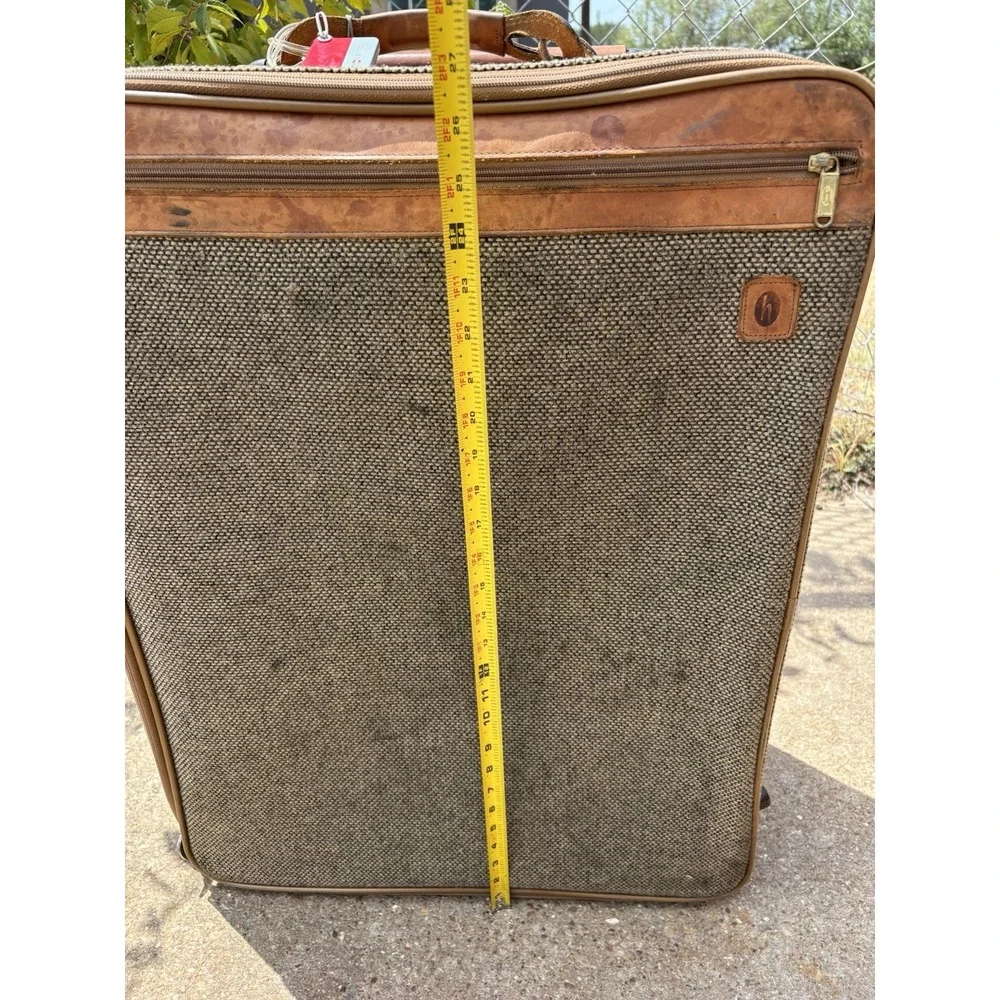 Vintage Hartmann⭐️Tweed & Leather Expandable Rolling Wheeled Luggage⭐️Nice Cond.